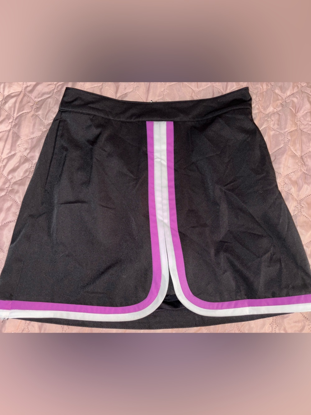 Lady Hagen Black Athletic Shorts with Purple and White Trim